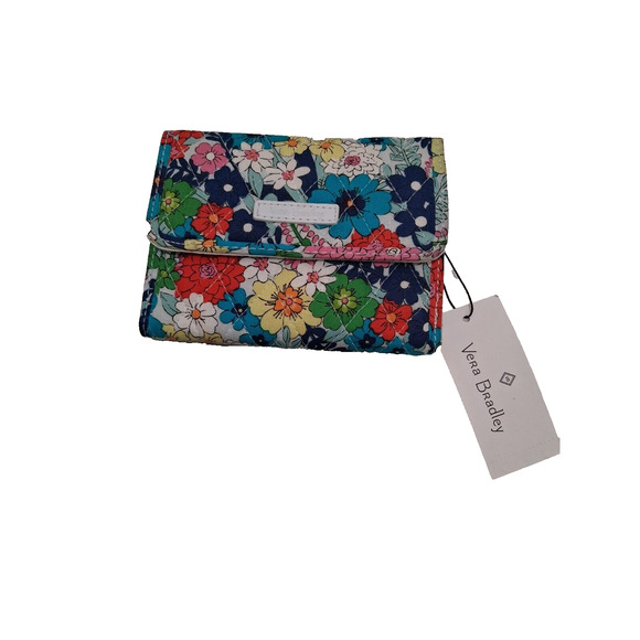 Vera Bradley Wallet Floral Tri Fold ID/Card Slots Compartment For Coins New/Tags - Picture 1 of 6